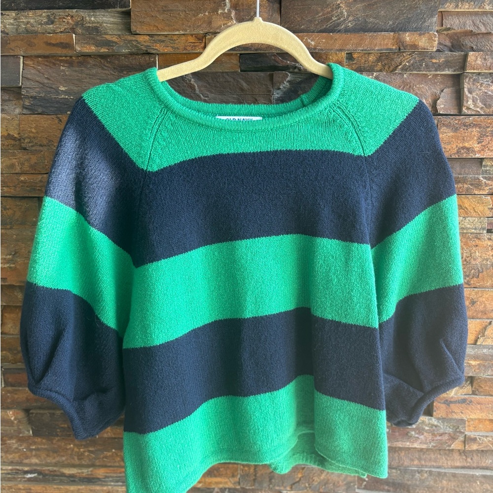 Old Navy Bold Striped Crew Neck Sweater - Green & Black